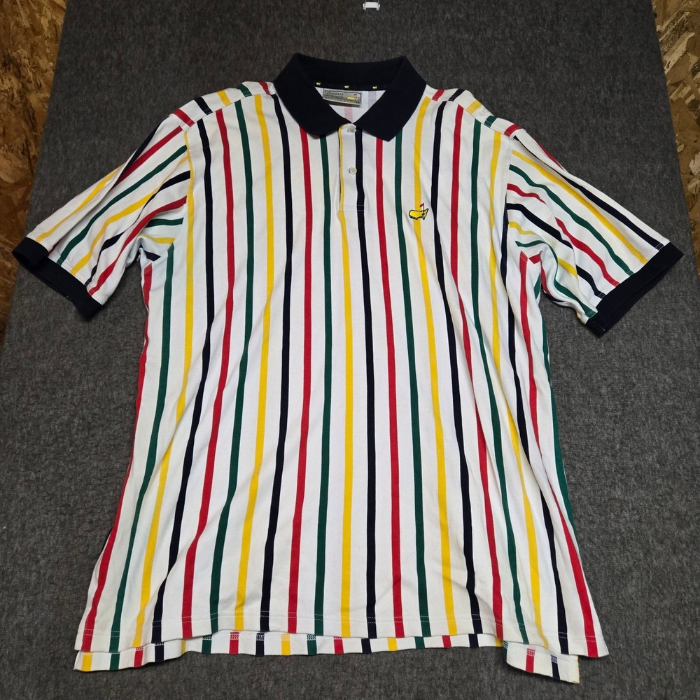 Vintage 90s Masters Augusta National Golf Polo Shirt Mens XL Striped Slazenger